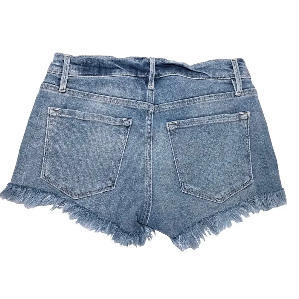 FRAME Denim Le Cutoff distressed frayed denim shorts Size 24